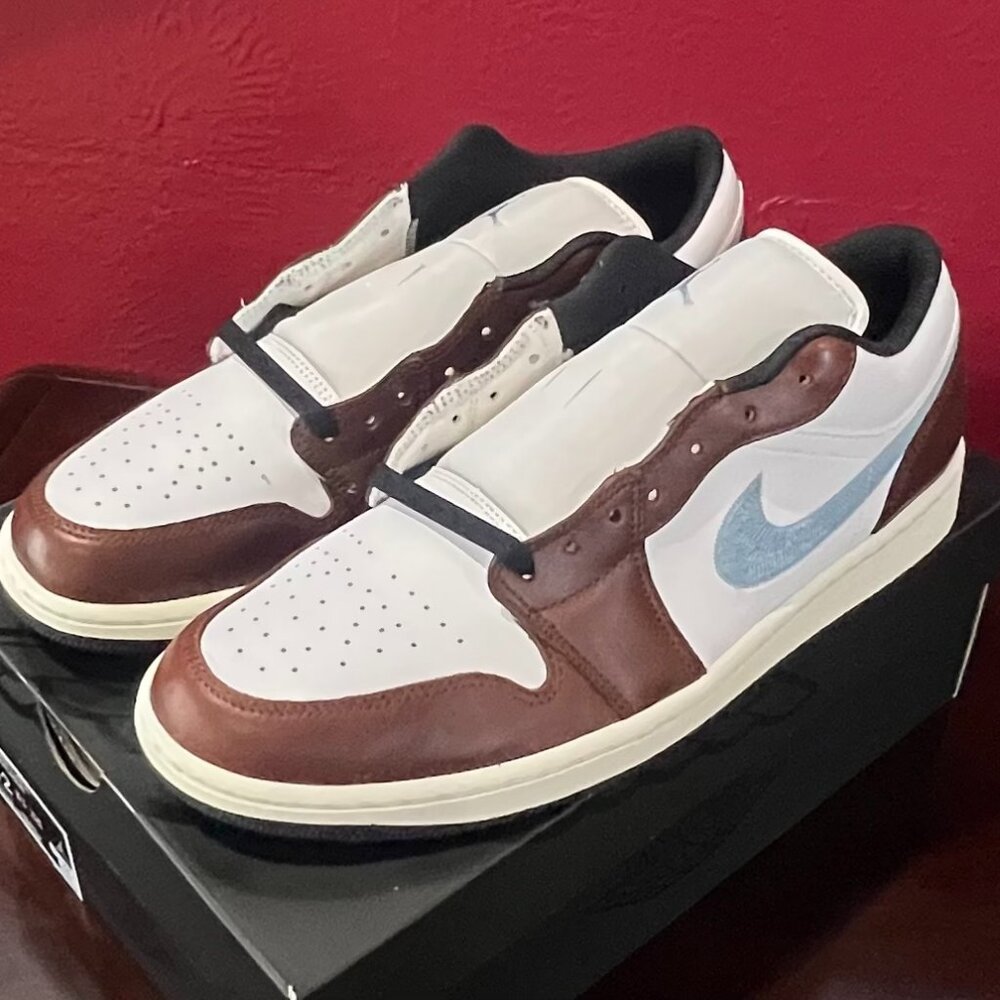OG Jordans Originals 1’s Lows Brown  & Sky Blue